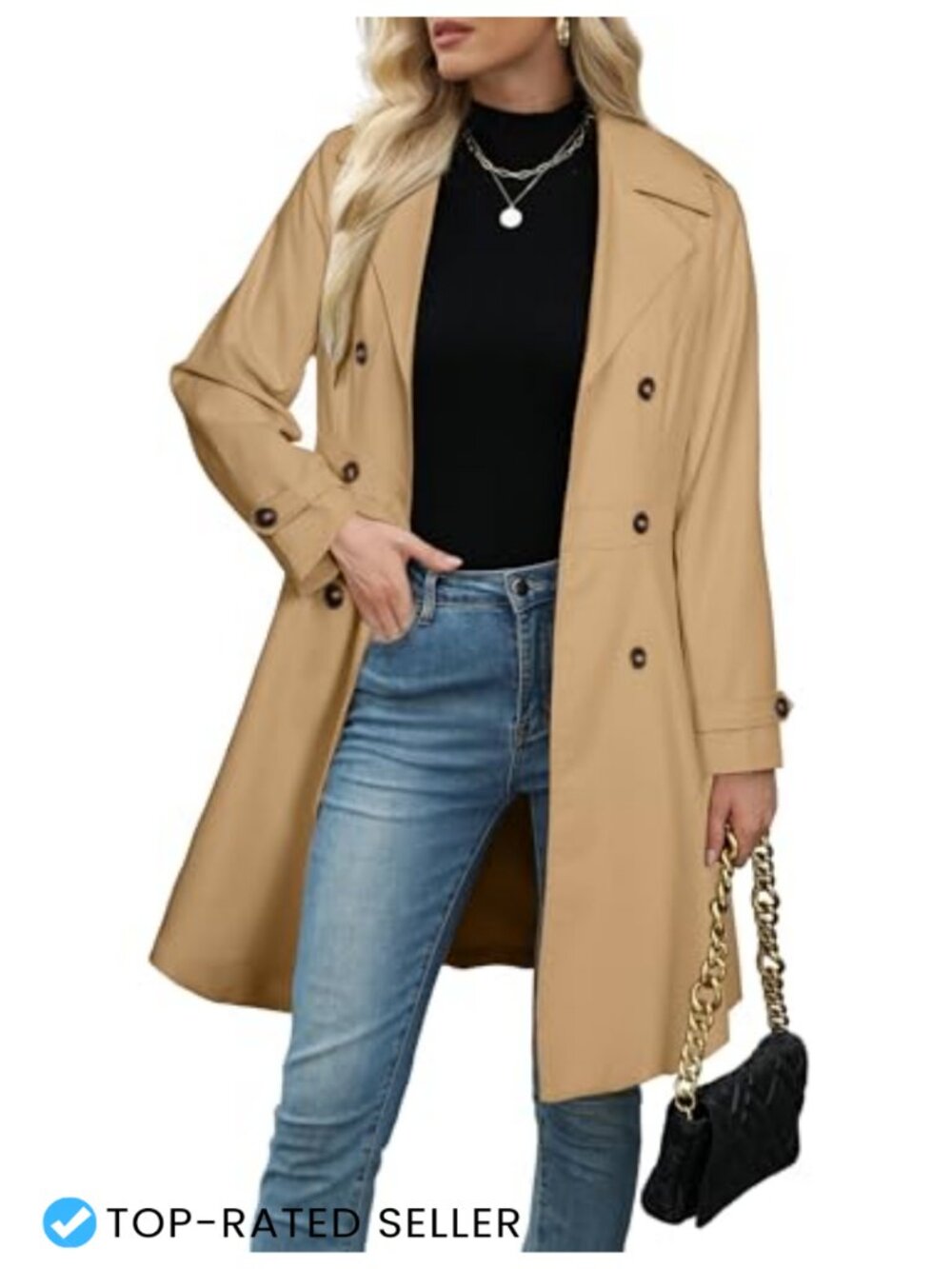 Trench Coat Double Breasted Long Dressy Windbreaker Overcoat Fall Winter